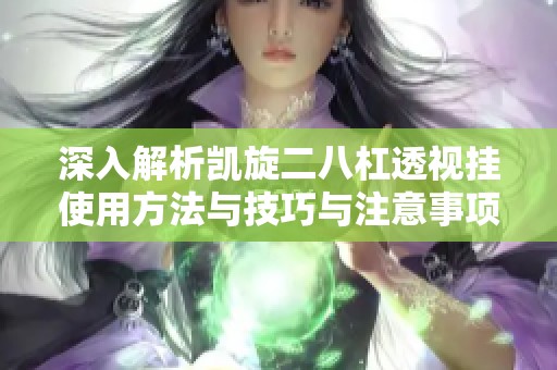 深入解析凯旋二八杠透视挂使用方法与技巧与注意事项