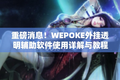 重磅消息！WEPOKE外挂透明辅助软件使用详解与教程分享