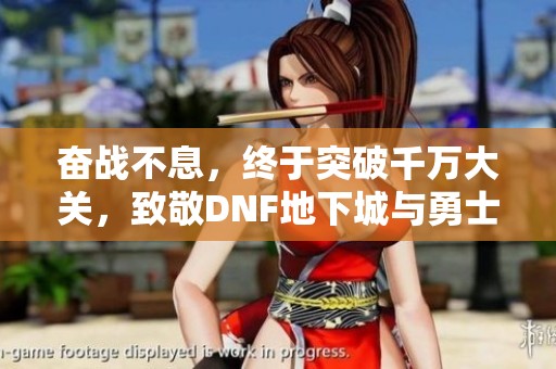 奋战不息，终于突破千万大关，致敬DNF地下城与勇士的精彩旅程