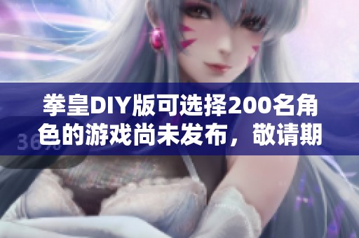 拳皇DIY版可选择200名角色的游戏尚未发布，敬请期待