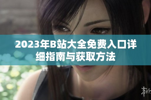 2023年B站大全免费入口详细指南与获取方法