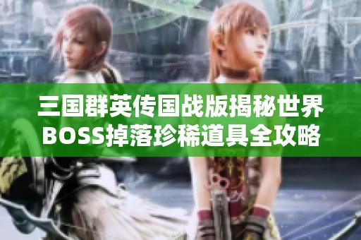 三国群英传国战版揭秘世界BOSS掉落珍稀道具全攻略