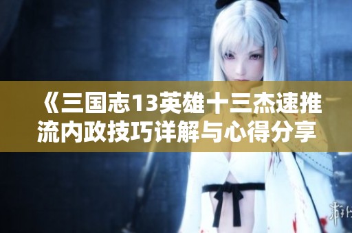 《三国志13英雄十三杰速推流内政技巧详解与心得分享》