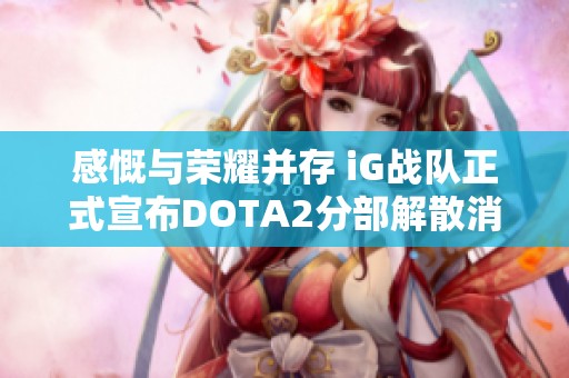 感慨与荣耀并存 iG战队正式宣布DOTA2分部解散消息