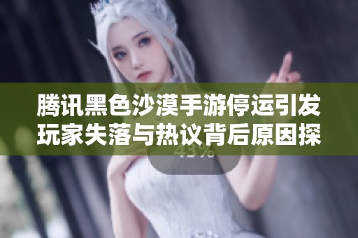 腾讯黑色沙漠手游停运引发玩家失落与热议背后原因探讨