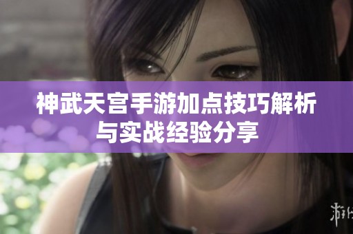 神武天宫手游加点技巧解析与实战经验分享