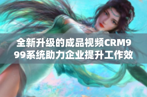 全新升级的成品视频CRM999系统助力企业提升工作效率