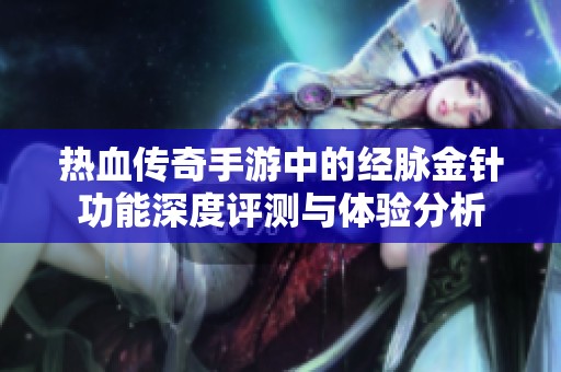 热血传奇手游中的经脉金针功能深度评测与体验分析